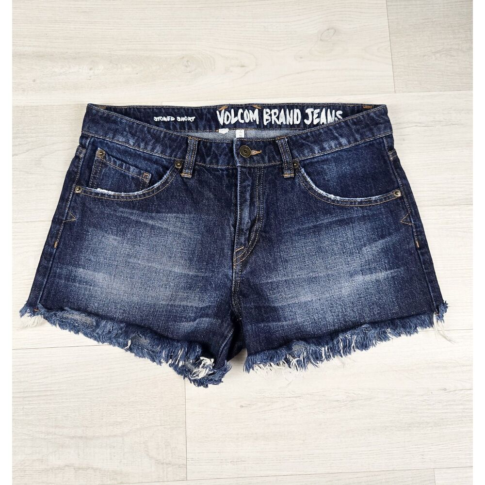 Volcom Brand Jeans Stoned Short Size 10 Frayed Jean Shorts Skate Surf Beach